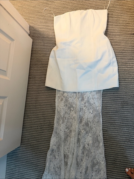 Boohoo Dresses & Skirts - Boohoo White Strapless Lace-Panel Bridal Dress